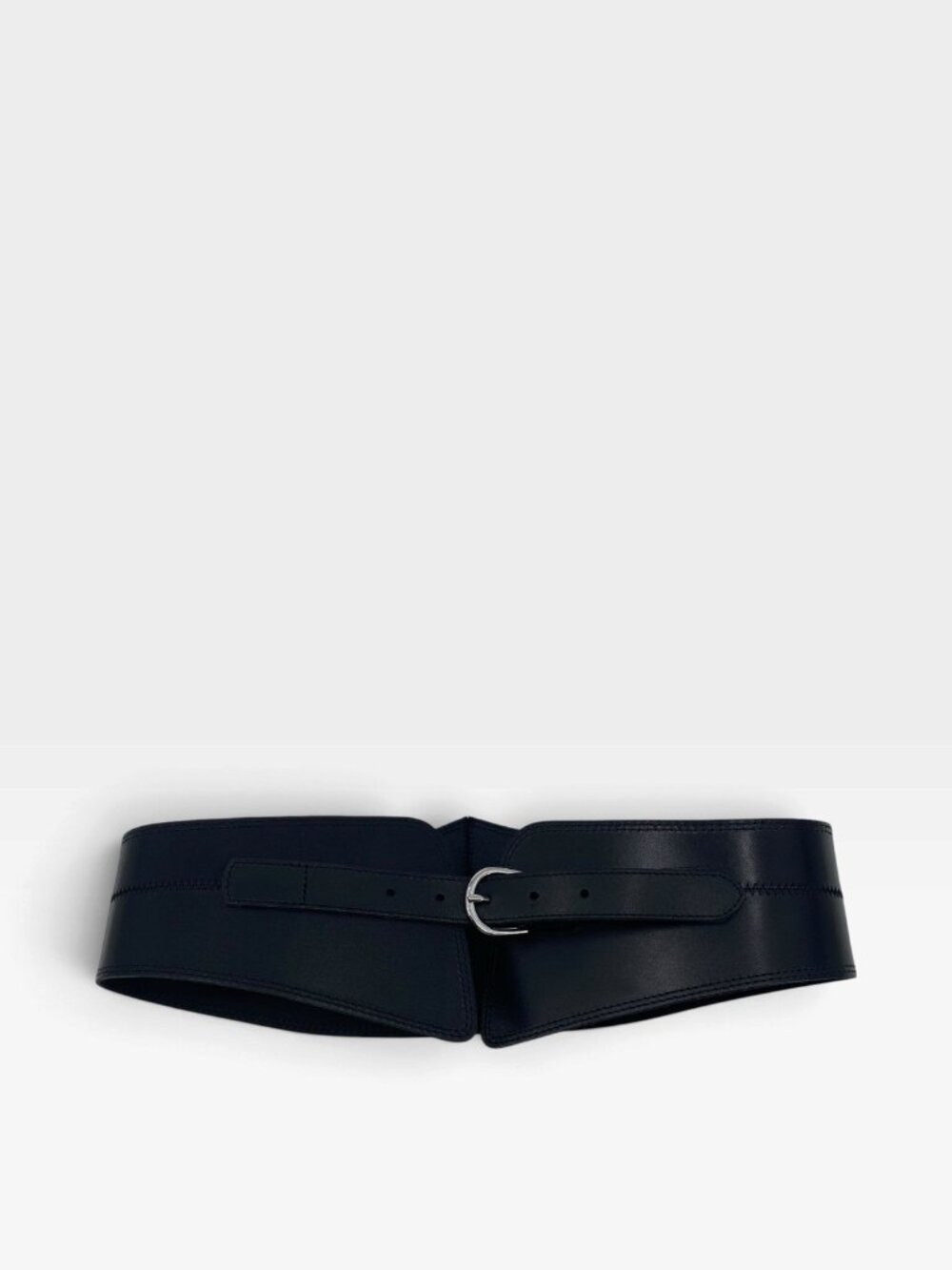 Banana Republic Black 100% Leather Wide Corset Waist Belt Size Medium